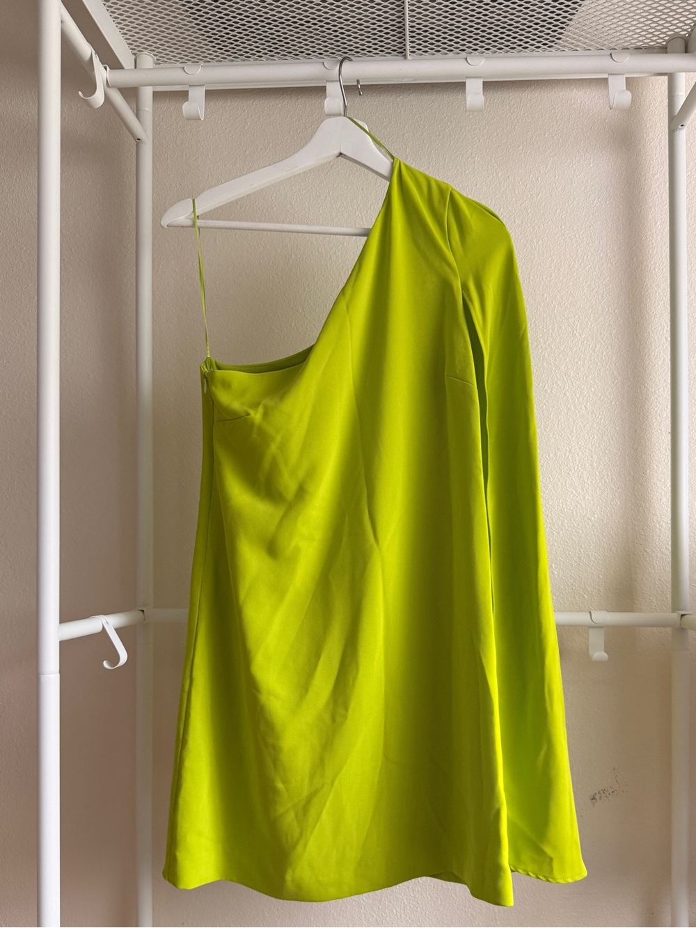 Mango Asymmetrical Cape Dress - Lime